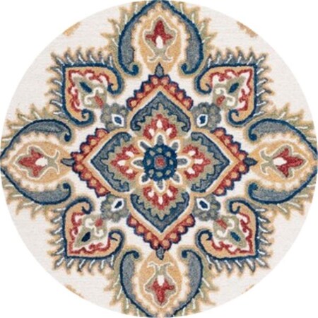 Safavieh 6 x 6 ft. Blossom Traditional Hand Tufted Round Rug; Ivory & Green BLM561A-6R